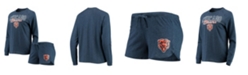 Concepts Sport Women's Navy Chicago Bears Meter Knit Long Sleeve Raglan Top and Shorts Sleep Set